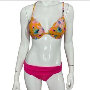 Shade &‎ Shore/VS Pink and Yellow Tropical print bikini - 34C/S